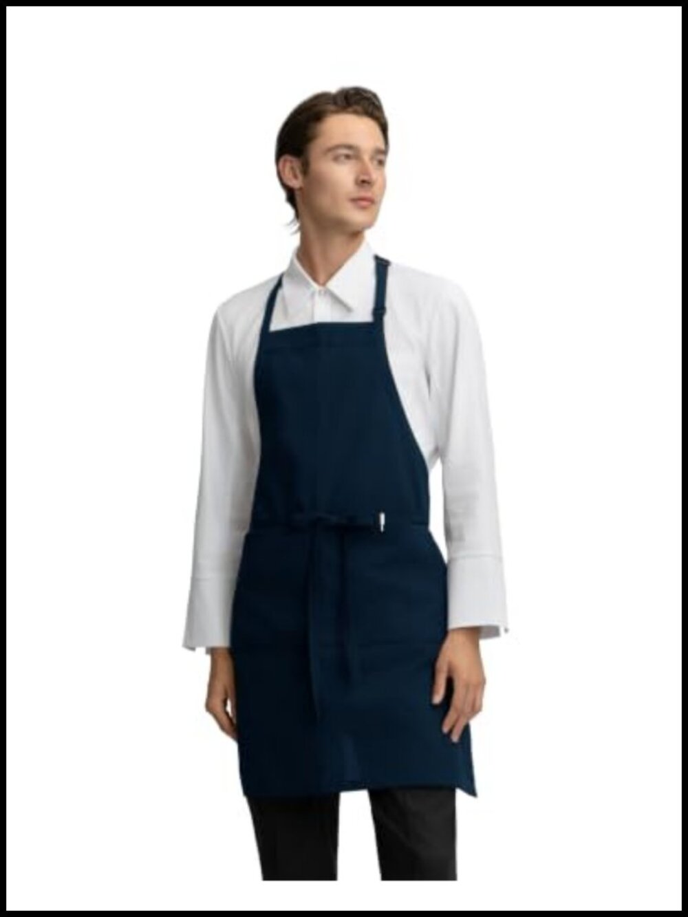 MJS Polyester Bib Apron 2 Pockets Adjustable Neck Kitchen Chef
